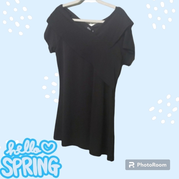 Lily by Firmiana top women’s size medium black blouse 5% spandex 95% polyester - Picture 6 of 12